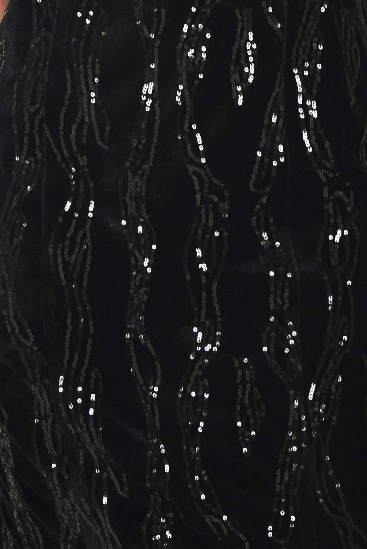 Velvet Obsession Black Sequin Sweetheart Midi Dress