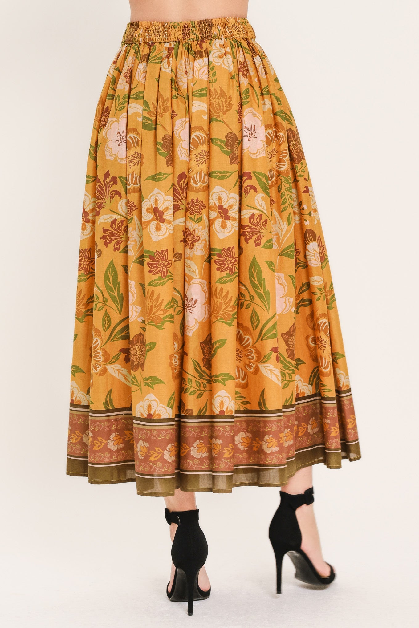 Sunset Garden Woven Full Midi Skirt