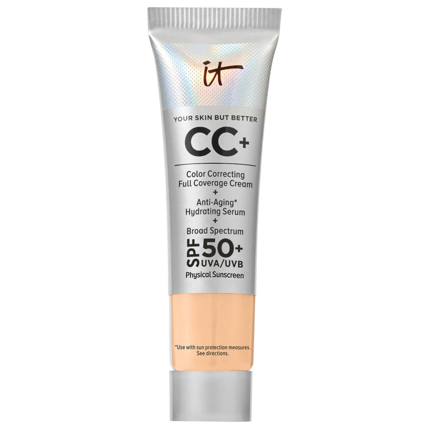 IT Cosmetics Mini CC+ Cream: Full Coverage Color Correcting Foundation with SPF 50+ - Hydrating, Anti-Aging, and Vegan.