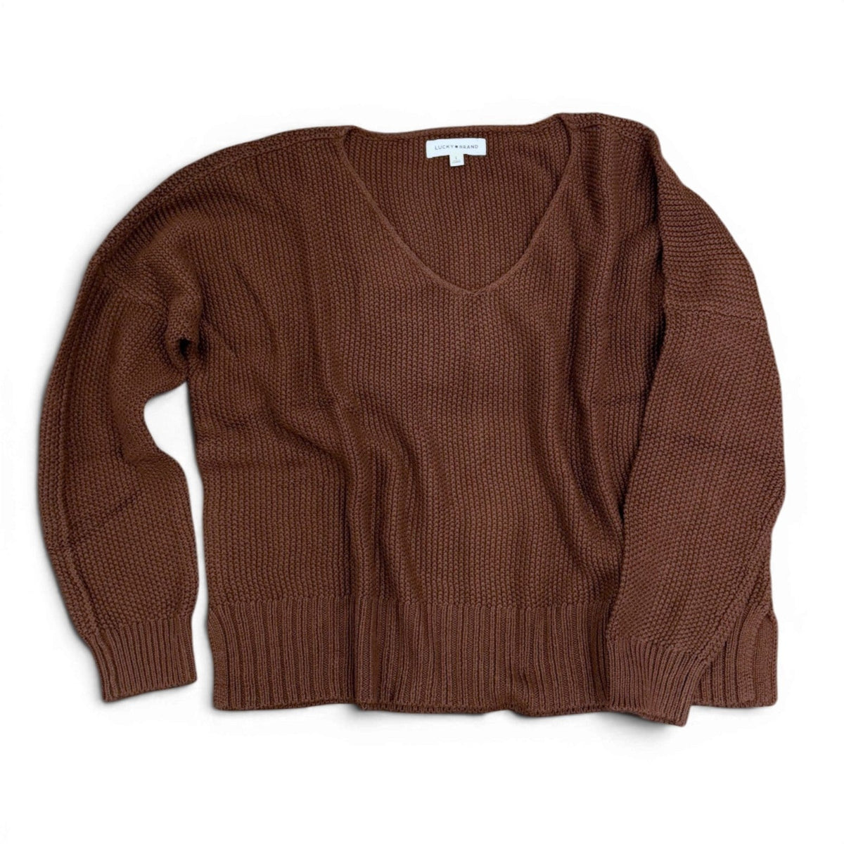 Lucky Brand Women's Spring Weight V Neck Pullover - Chicory Coffee