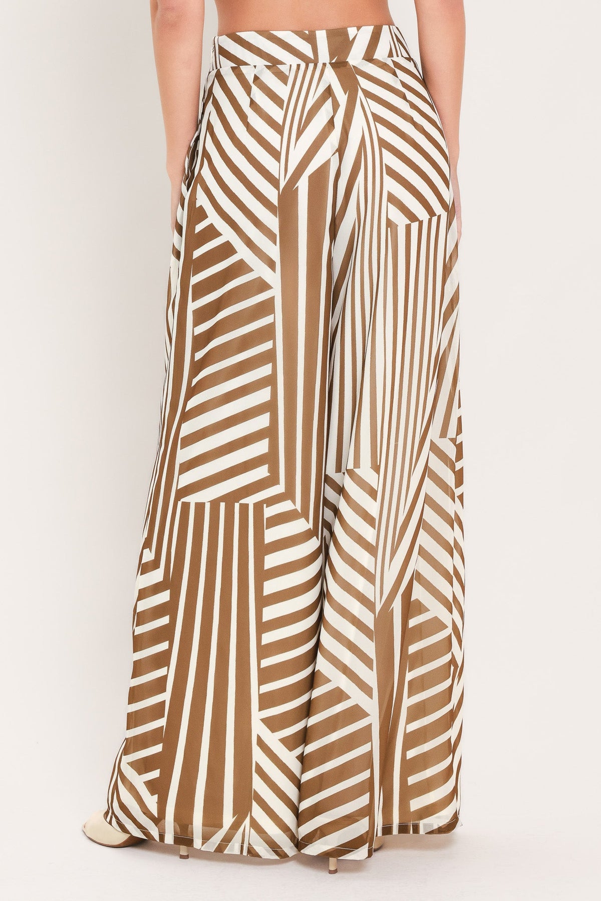 Latte Ribbon Rhapsody Woven Wide Leg Pants