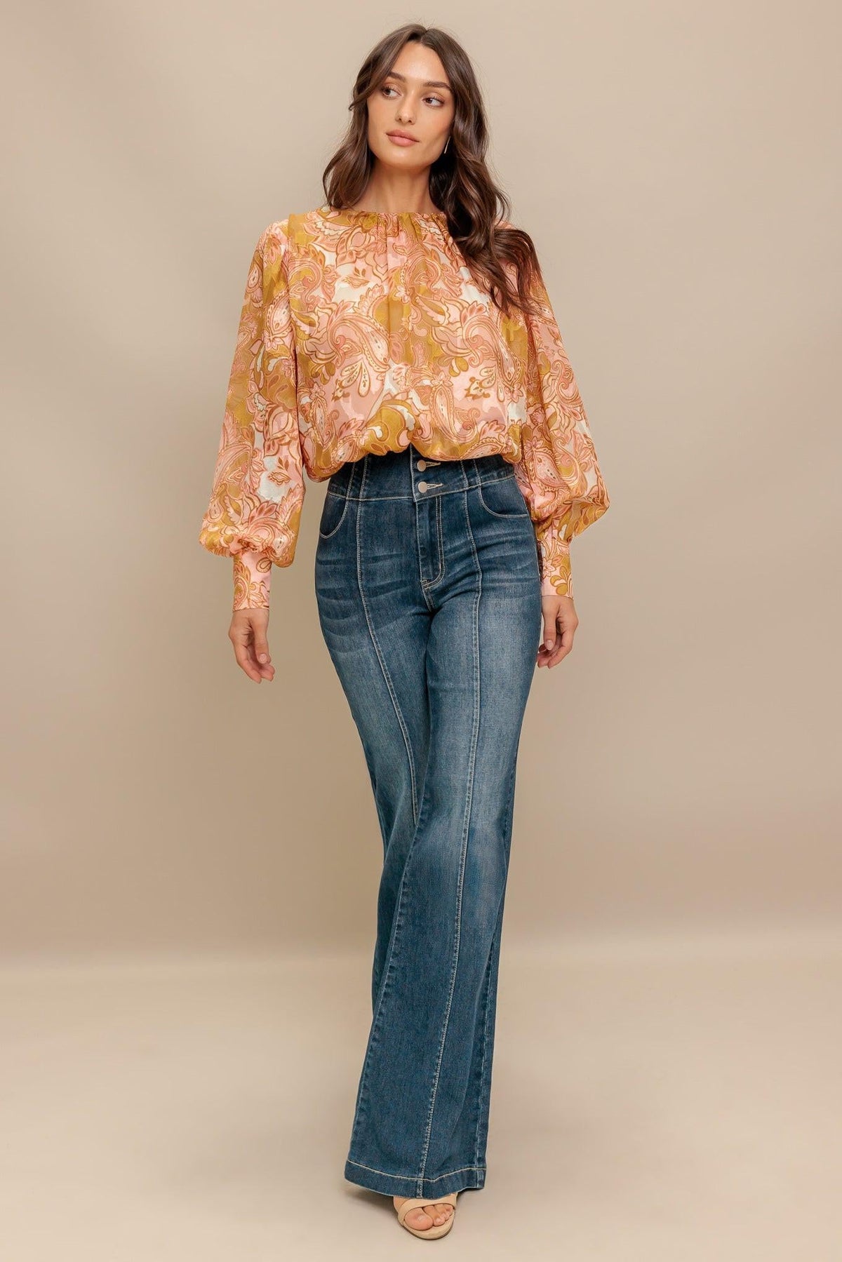 Paisley Breeze Woven Jacquard Top