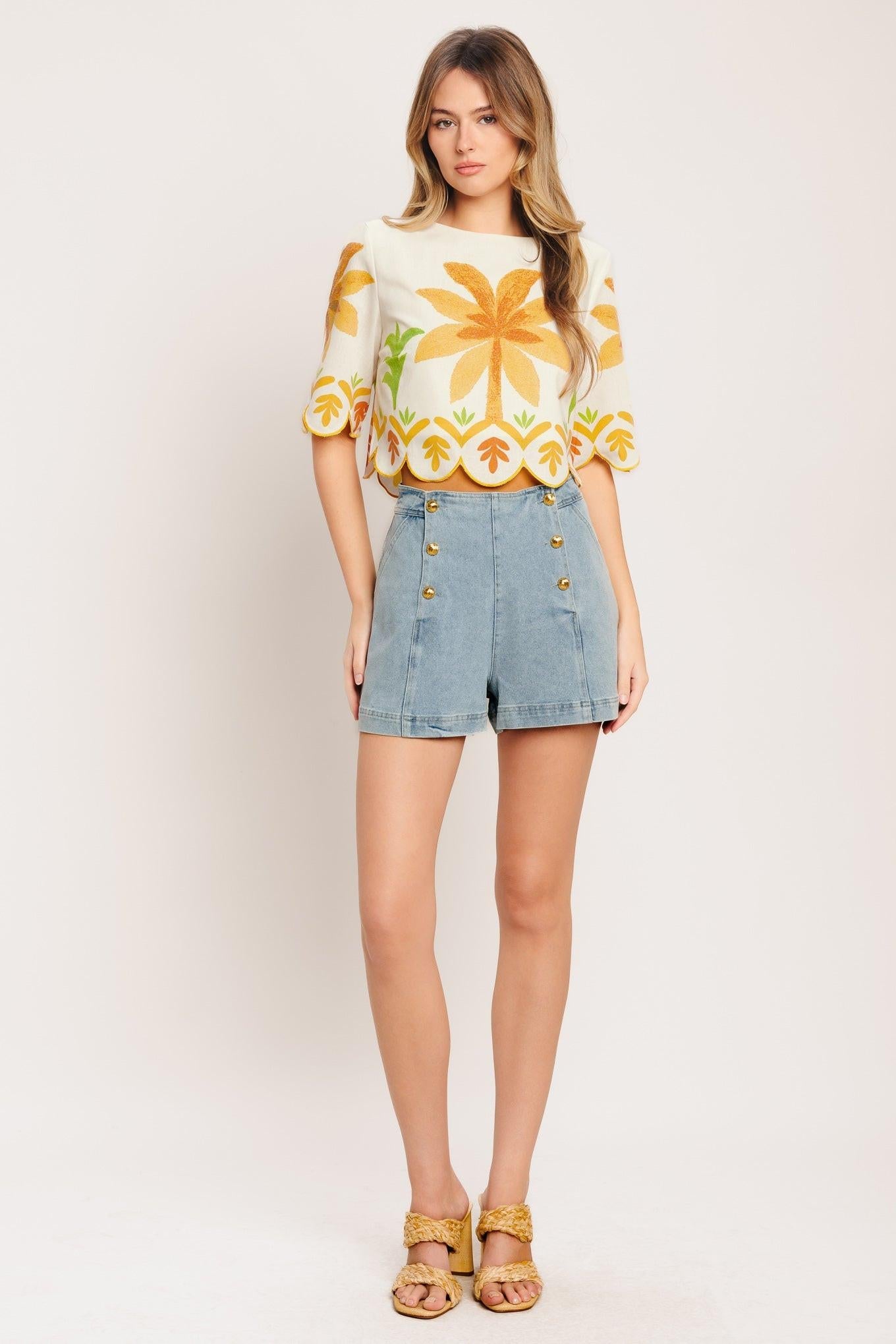Vintage Island Woven Crop Top