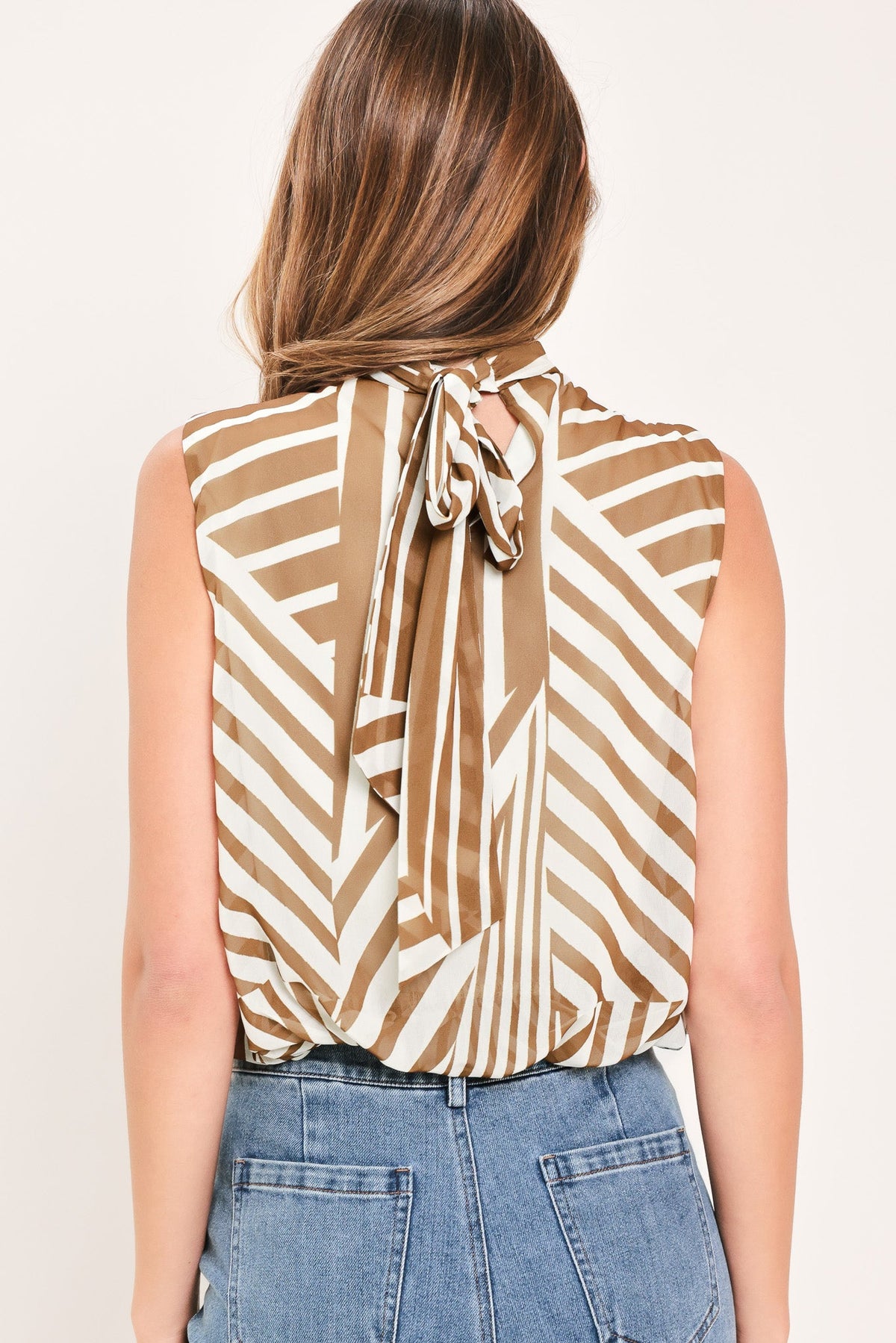 Latte Ribbon Rhapsody Woven Top