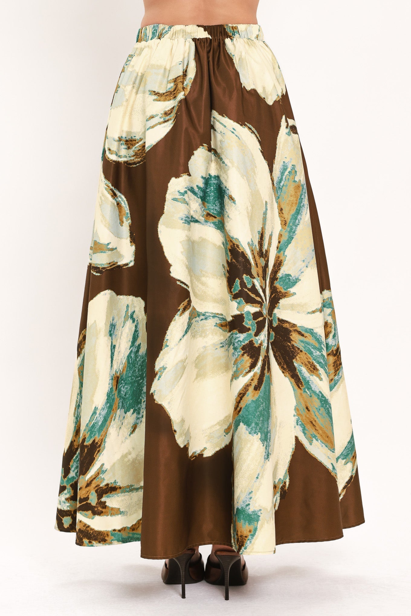 Cream Botanic Sweep Woven Crop Top and Full Skirt Set