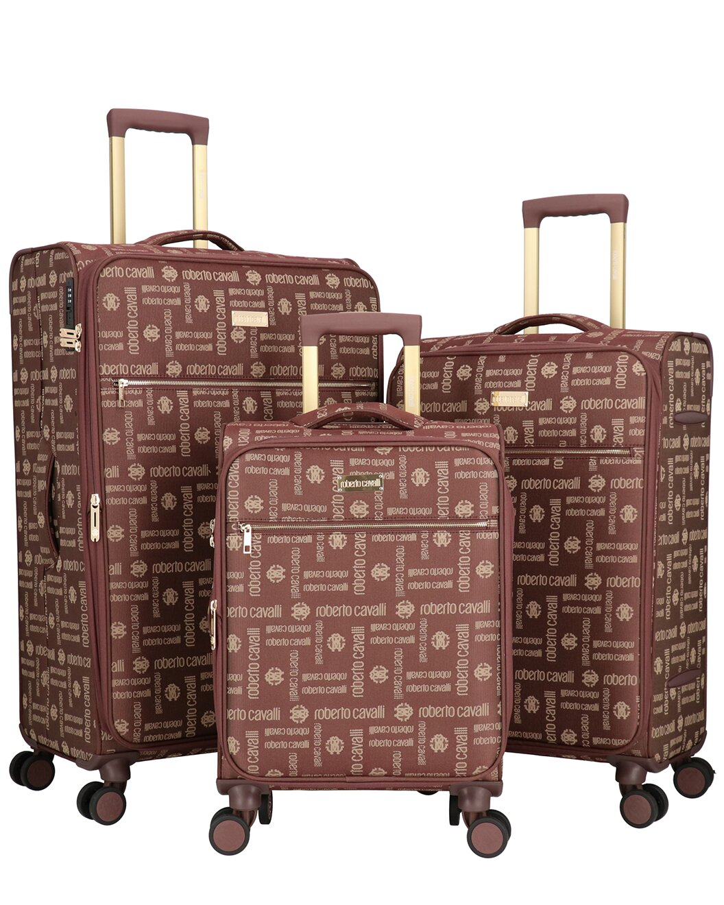 Roberto Cavalli Luxury 3 Piece Luggage Set, Expandable Hard Shell
