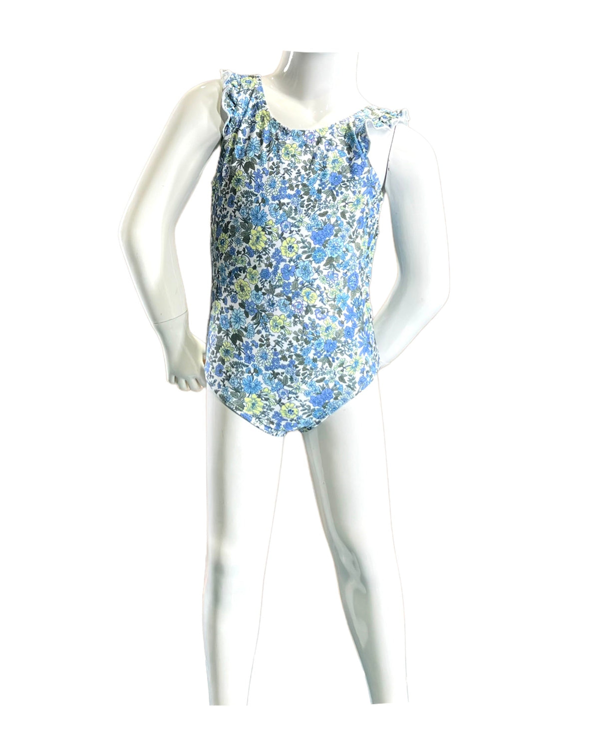 Marina West Puff Sleeve One Piece Swimsuit (F1816) - Small Flower Blue