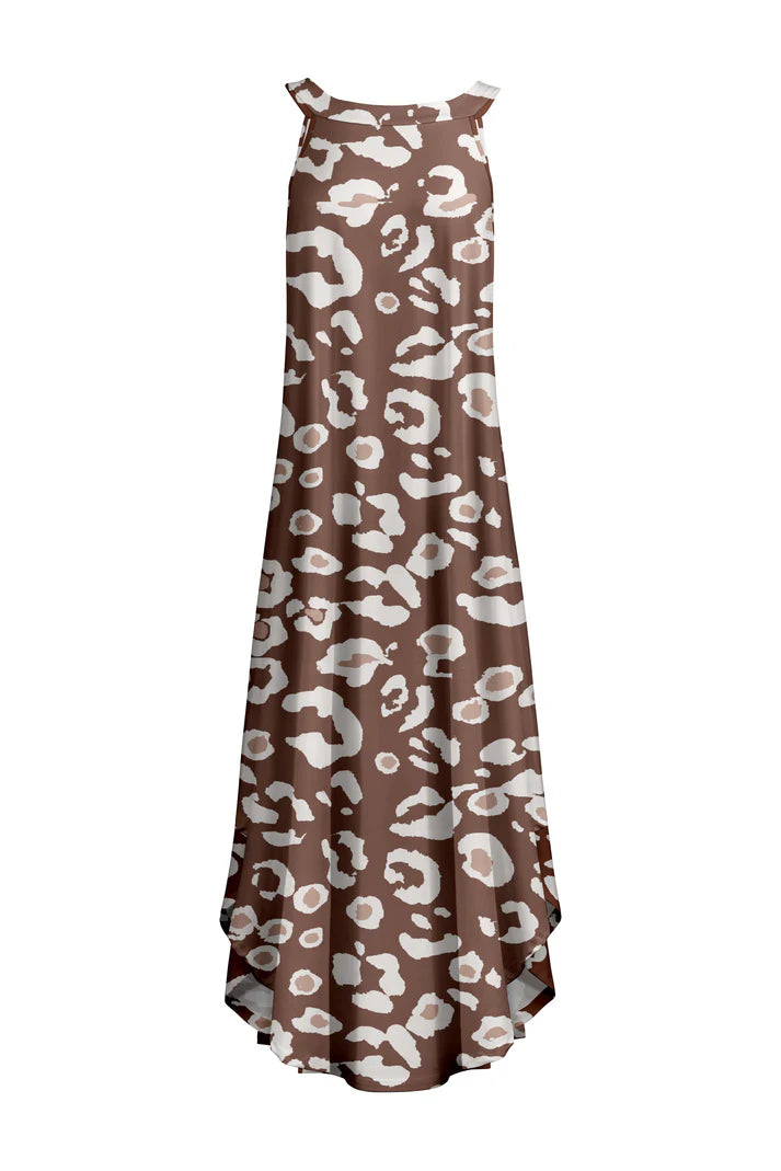 Lily by Firmiana Women's Sleeveless Fishtail Maxi Dress Brown & Cream Ombre Geo Print Brown & Cream Ombre Geo Print / XS