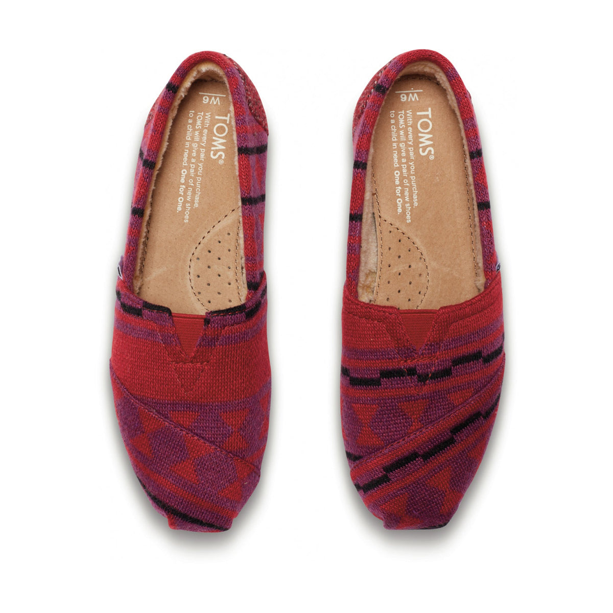 Toms Women's Alpargata - Red Knit Shearling