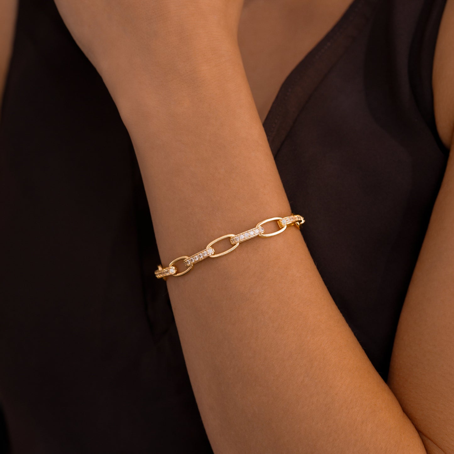 Mint & Lily Interlinked Diamond Paperclip Bracelet