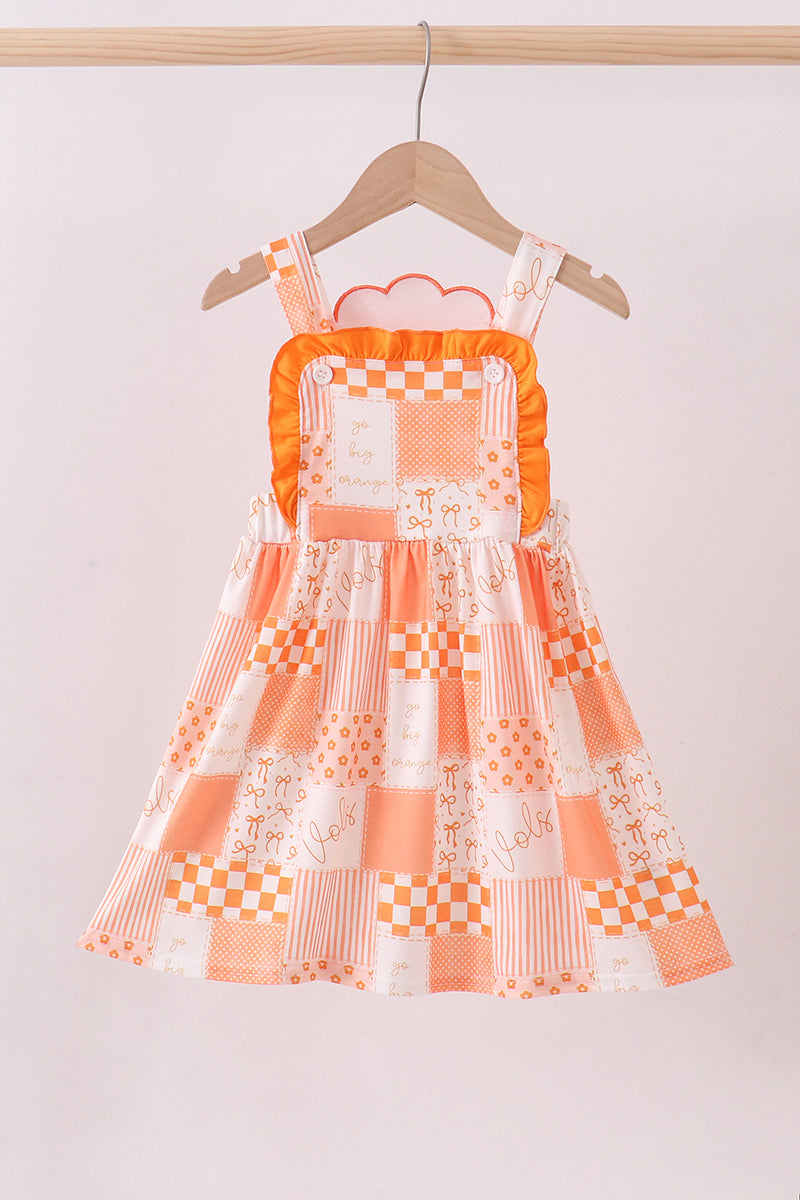tennessee orange dress applique patchwork ruffle 8 Years 260-August-2025 luxe fabric Material:With overskirt Red Dress Biker Jacket