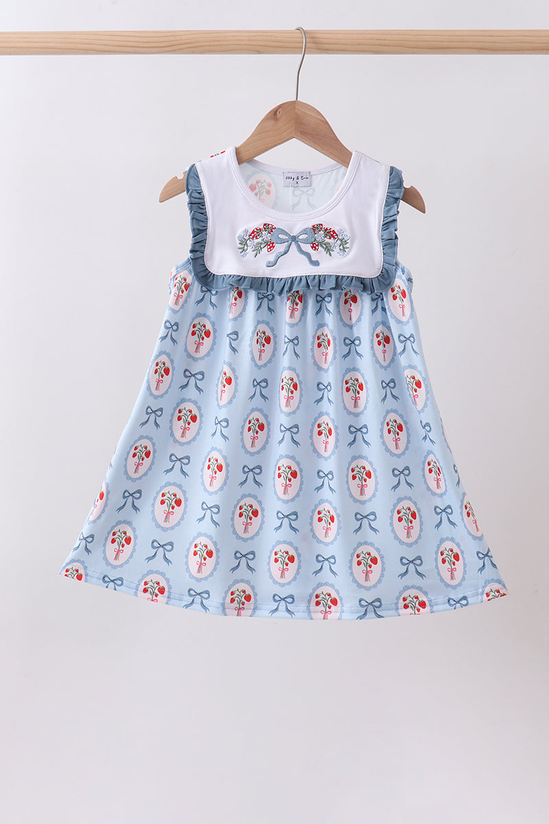 blue strawberry dress Strawberry Print Tier Blue Dress