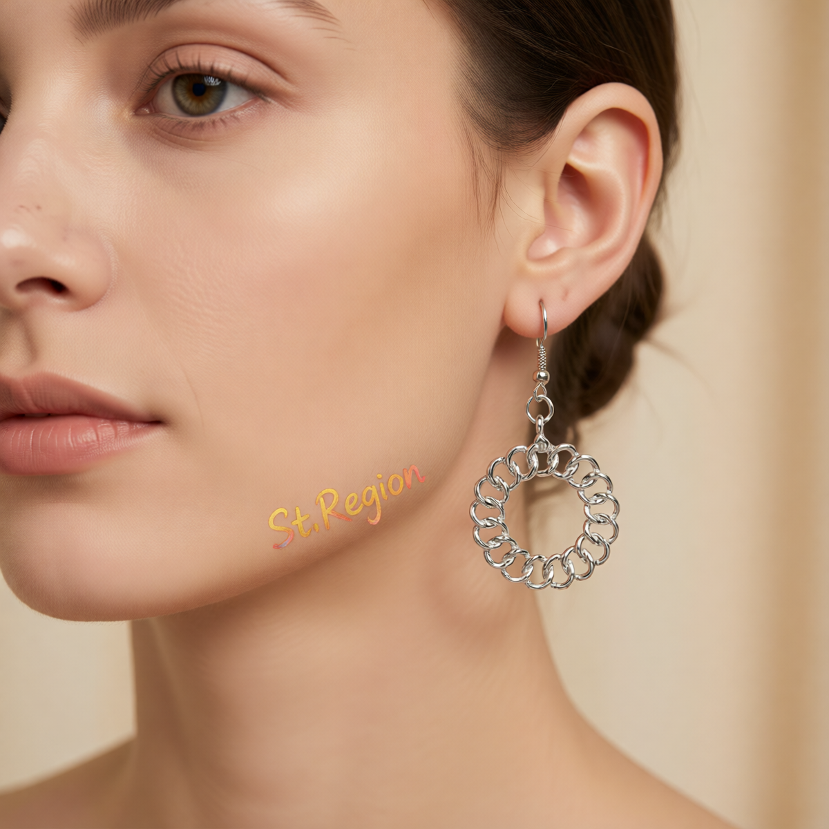 Silvertone Open Figaro Round Drop Earrings