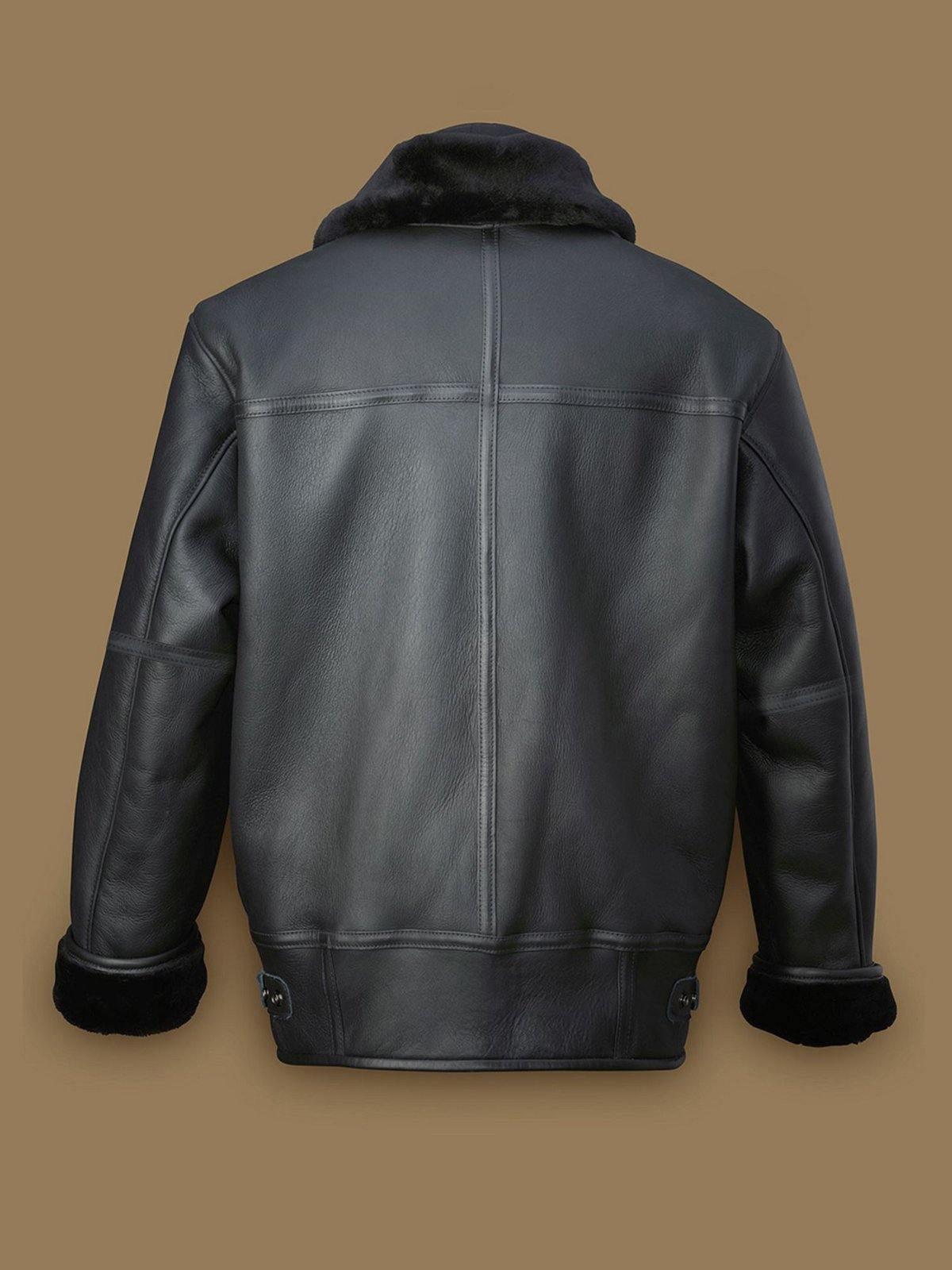 Men’s Black Aircraft Shearling Bomber Leather Jacket