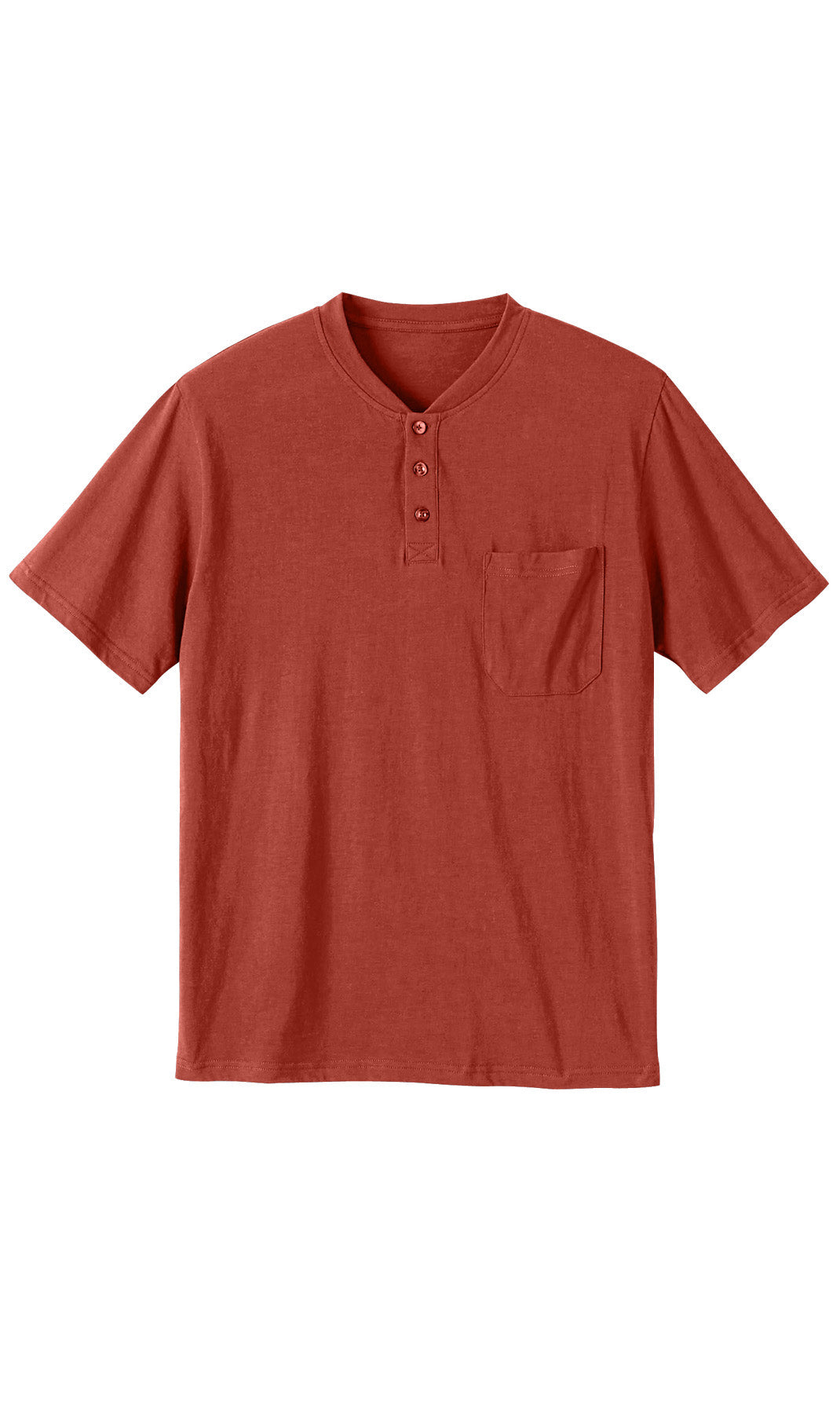 Men's Short Sleeve Henley Relaxed Fit Shirt with Pocket