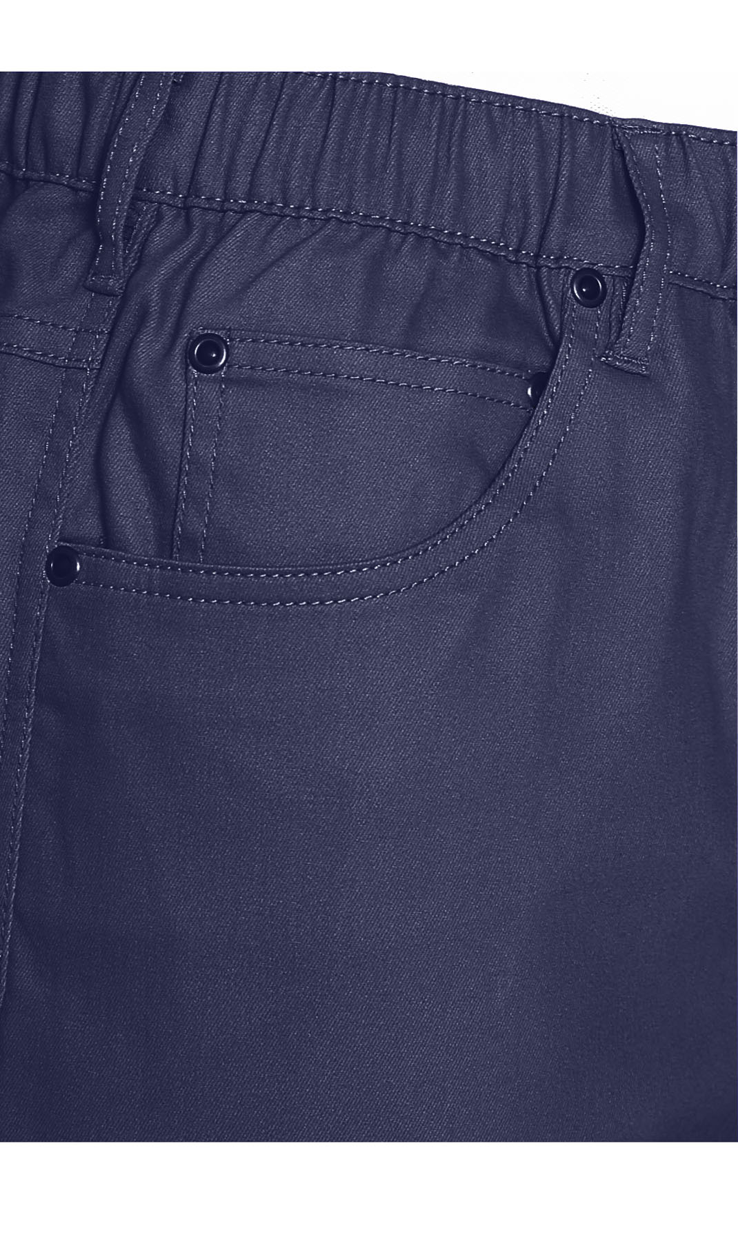 Men's Stretch Waist Pull On Shorts in Denim and Twill - Free of Buttons & Snaps