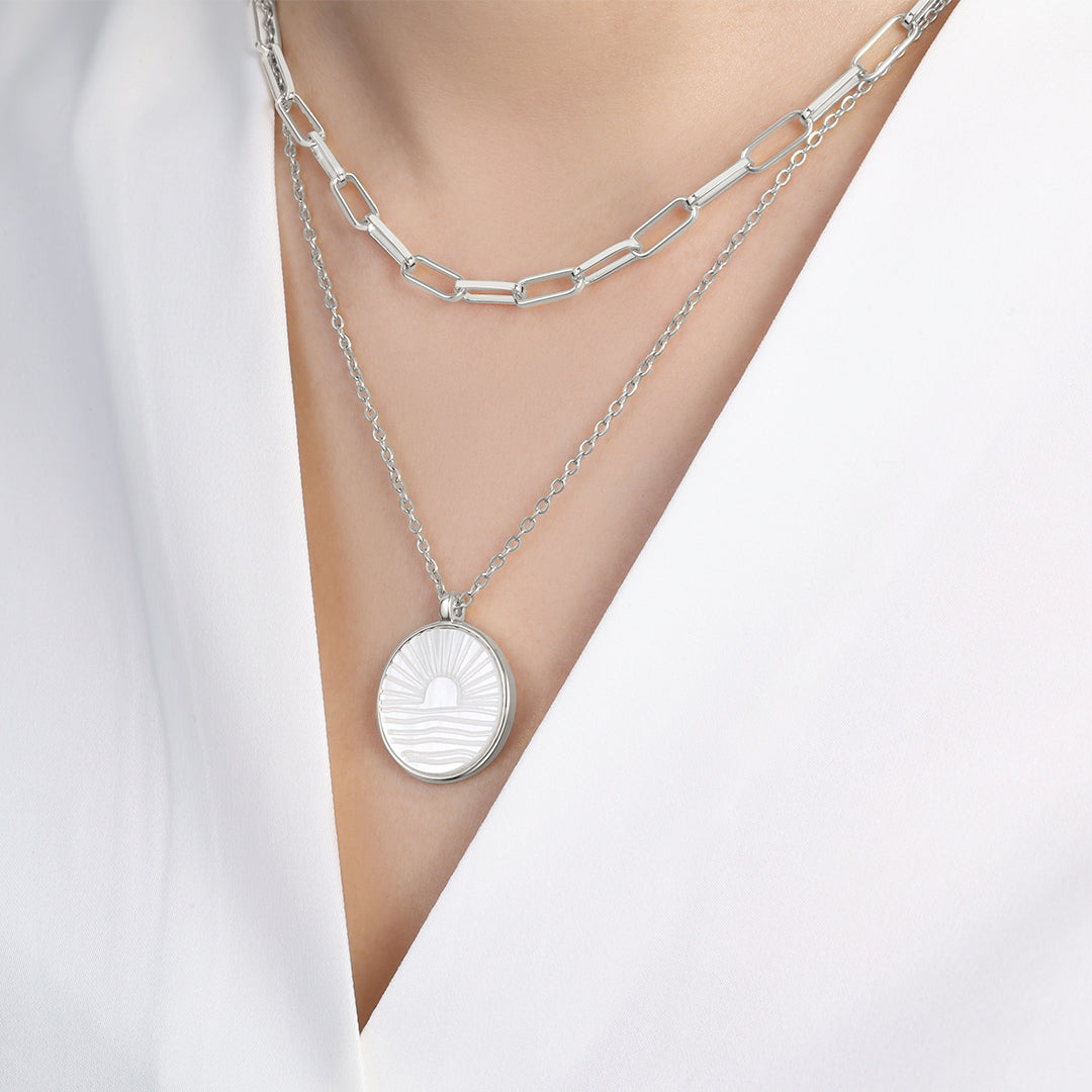 Mint & Lily Mother of Pearl Sunrise Pendant Necklace