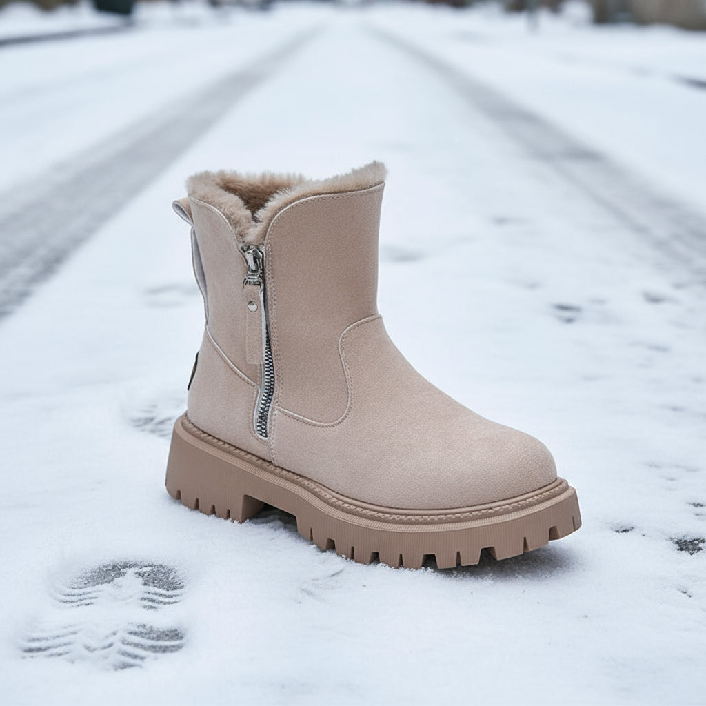 Women’s Velvet Lined Cotton Snow Boots — Plus Size Winter Warm Boots