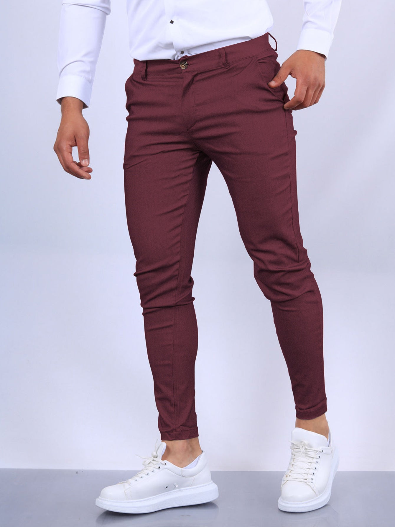 đ Men's Slim Fit Button Trousers â Versatile Office & Casual Wear
