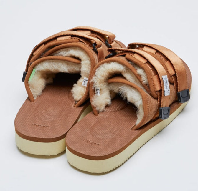 Men's Suicoke Moto-M2Ab Shearling And Suede Slide Sandals