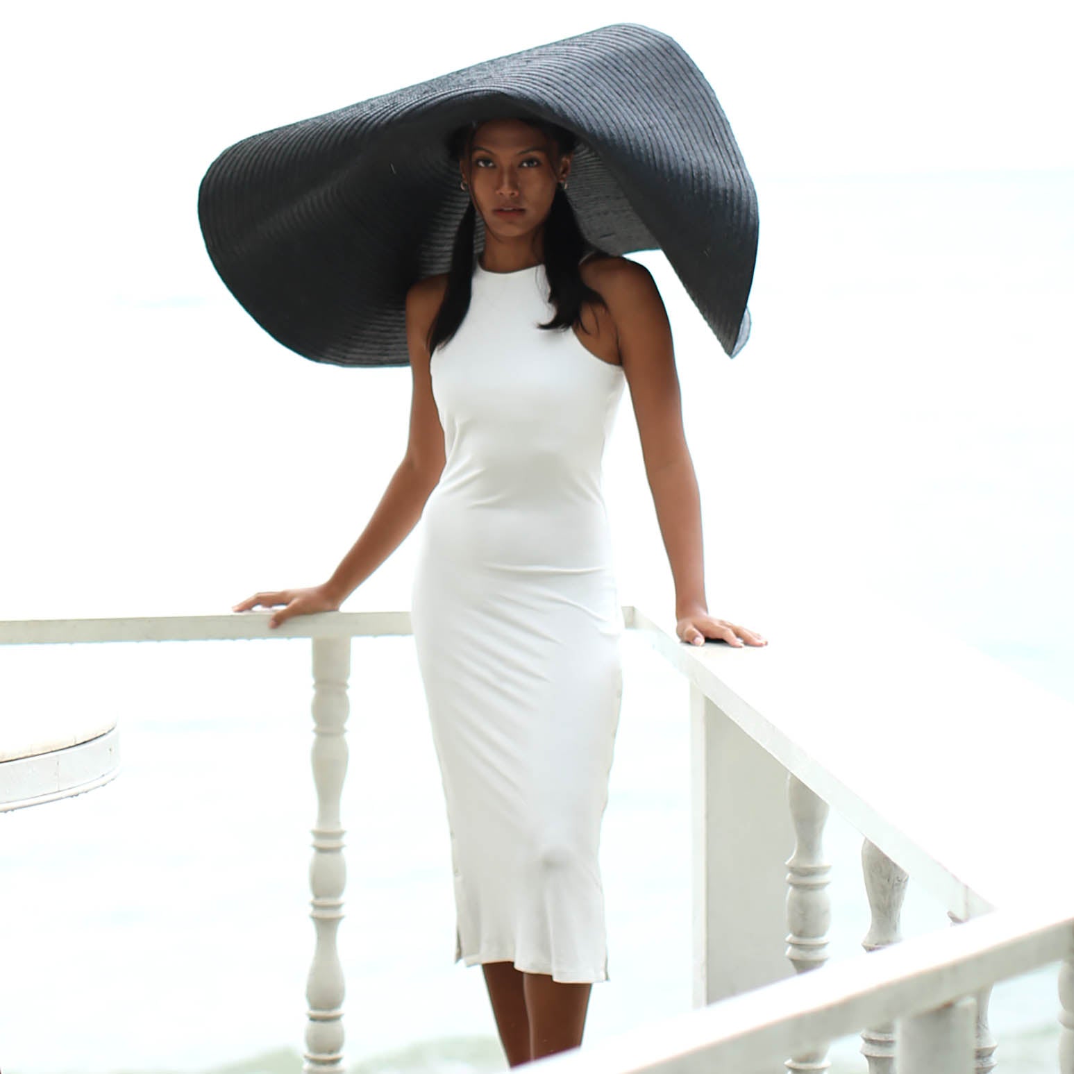 The Ola Rib Second-Skin Bodycon Midi Dress In White Large