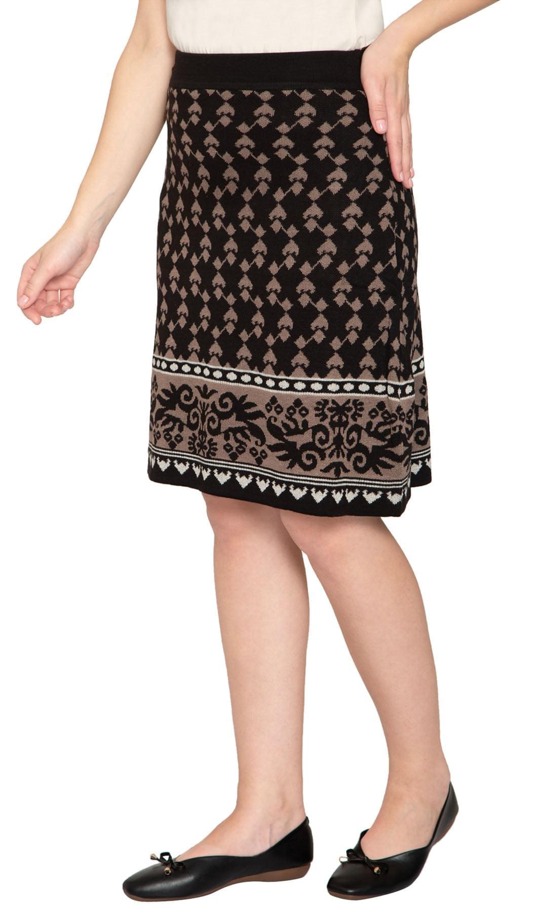 Women's Jacquard Knee Length Sweater Skirt