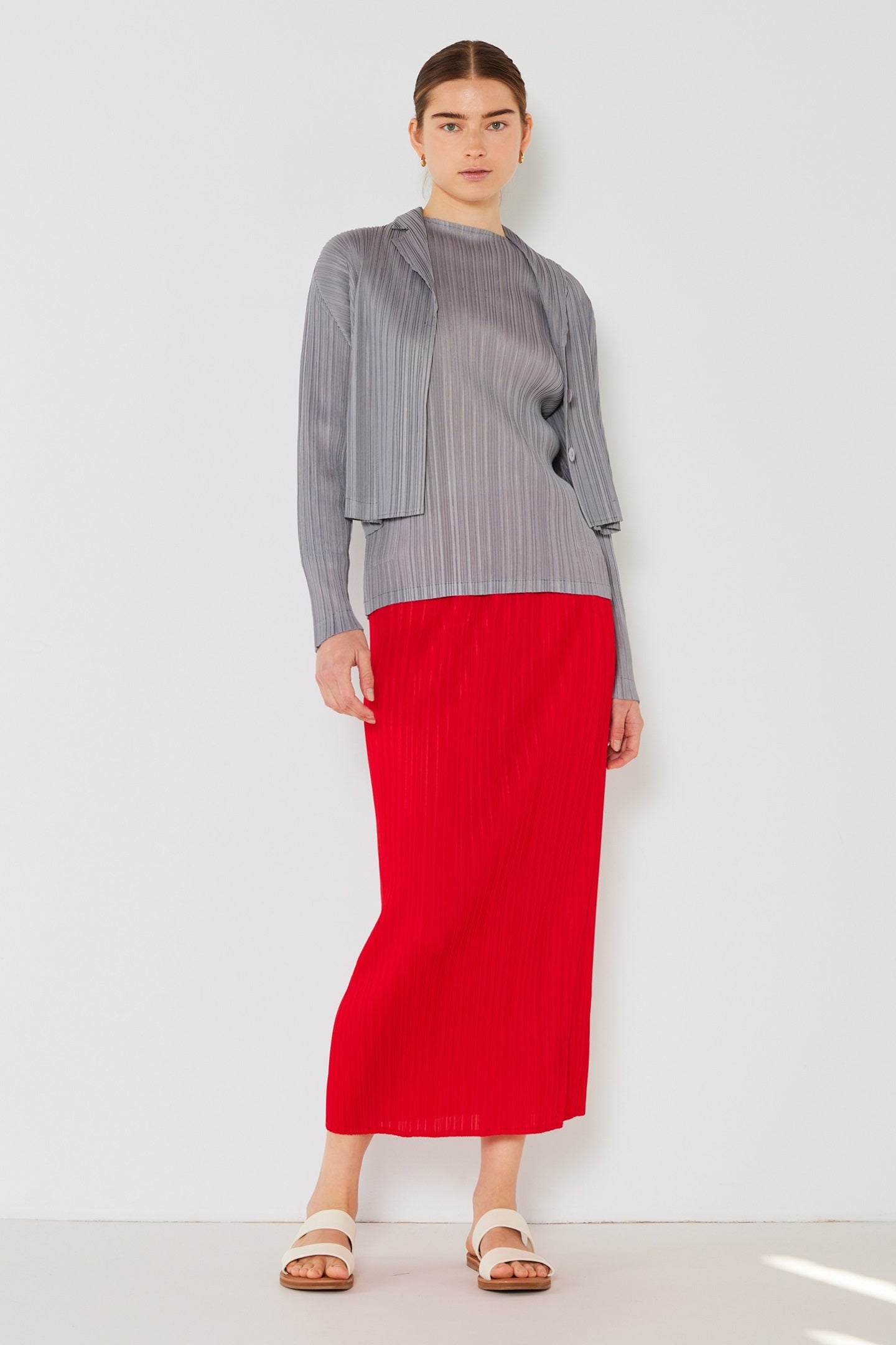 Marina West SKT01H Pleated Midi Pencil Skirt