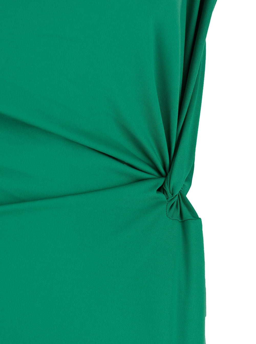 Green Long Dress With Pleated Details