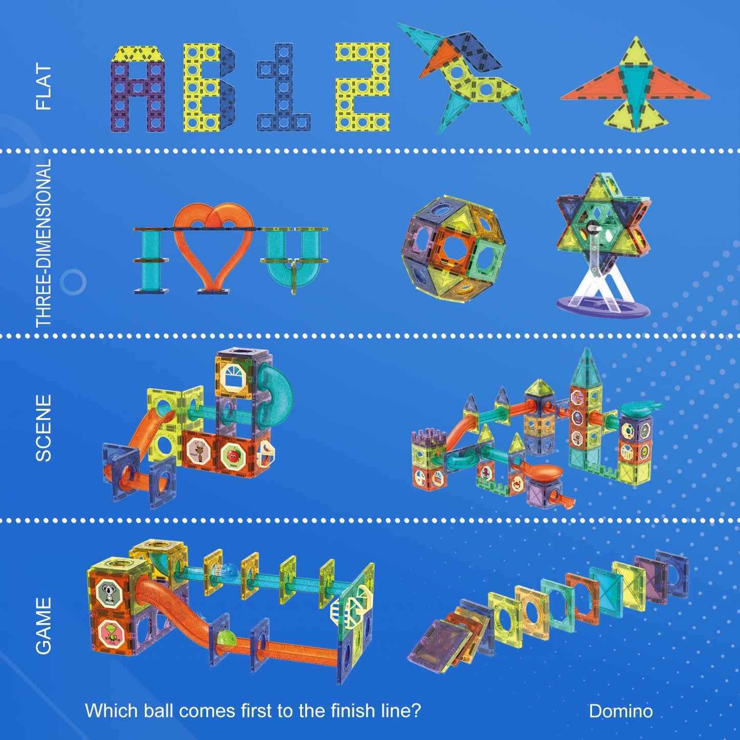 Contixo ST8 Magnetic Light-Up 3D Tiles Building Set - 110 Piece STEM Marble Run Blocks for Kids