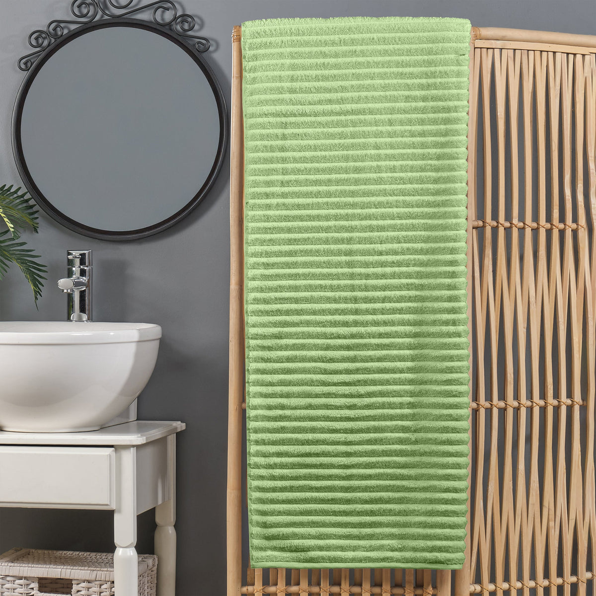 Elegant Comfort 1-Piece Premium Turkish Cotton Corduroy Stripe Oversized Bath Sheet Towel 40 x 80 Inch