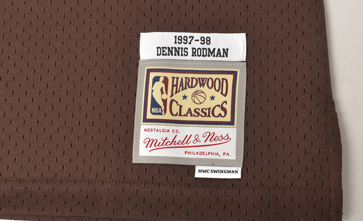 Men's Mitchell & Ness Brown Sugar Bacon Swingman Jersey Bulls 1997 Dennis Rodman