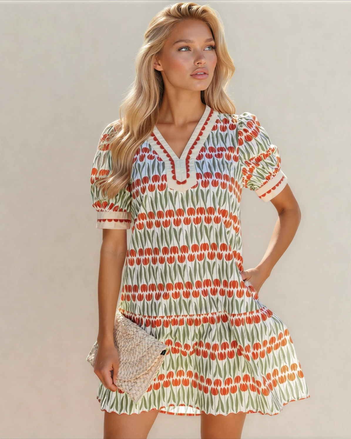 soor ploom Ismay Dress Tulip Print♡8Y Malia Tulip Floral Print Cotton Puff Short Sleeve Mini Dress – Zulily