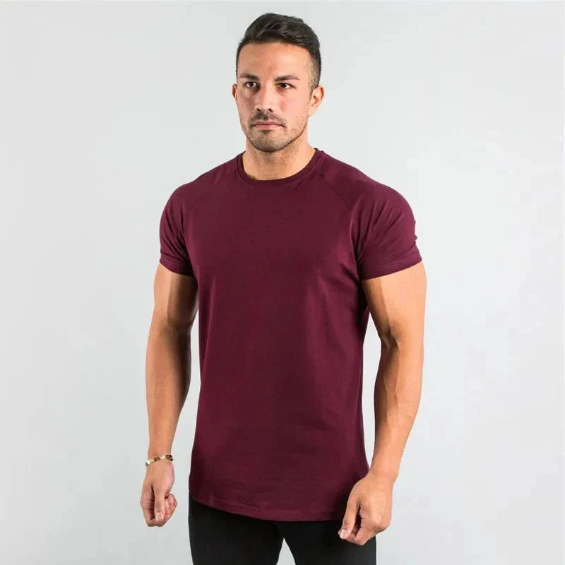 T Shirt Men Casual Short Sleeve Muscle Joggers Bodybuilding Tshirt Male Gym Fitness Tops Tee Streetwear Slim Fit Summer T-shirt
