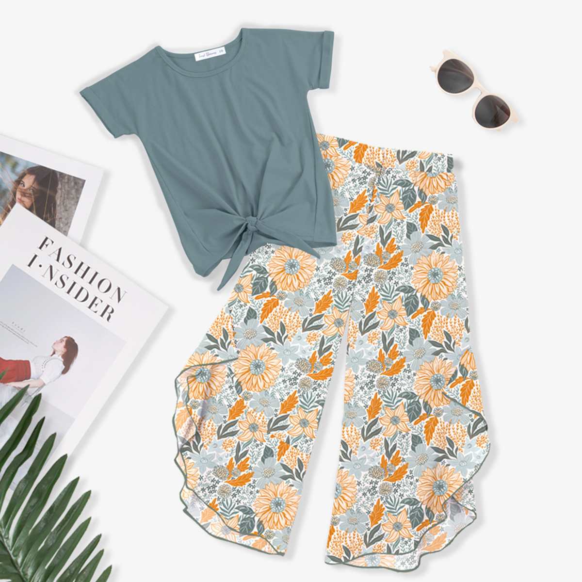 Dusty Turquoise / Orange-