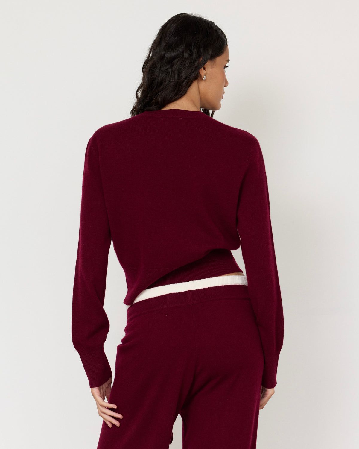 Tove Layered Cashmere Crewneck - Merlot