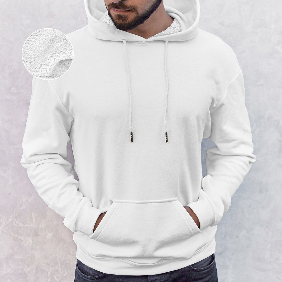 Elegant Comfort Men Casual Sherpa-Lined Cotton Hoodie