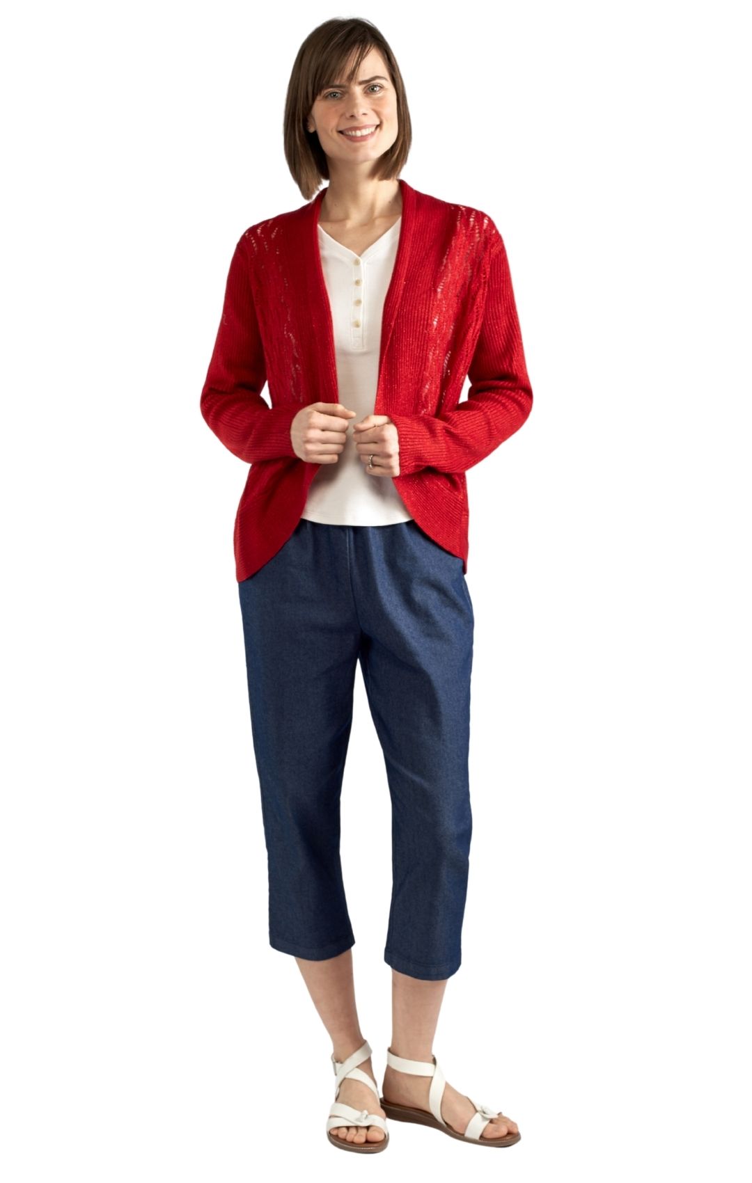 Women's Open Front Glitter Shrug in Soft Acryllic