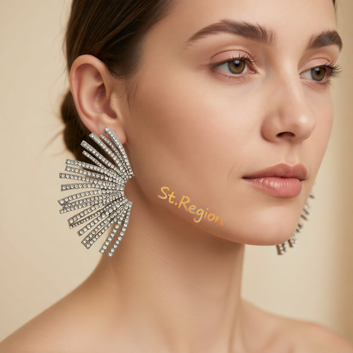Cubic Zirconia & Blacktone Wing Statement Stud Earrings