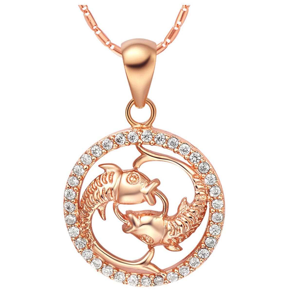 Cubic Zirconia & Rose Goldtone Pisces Pendant Necklace