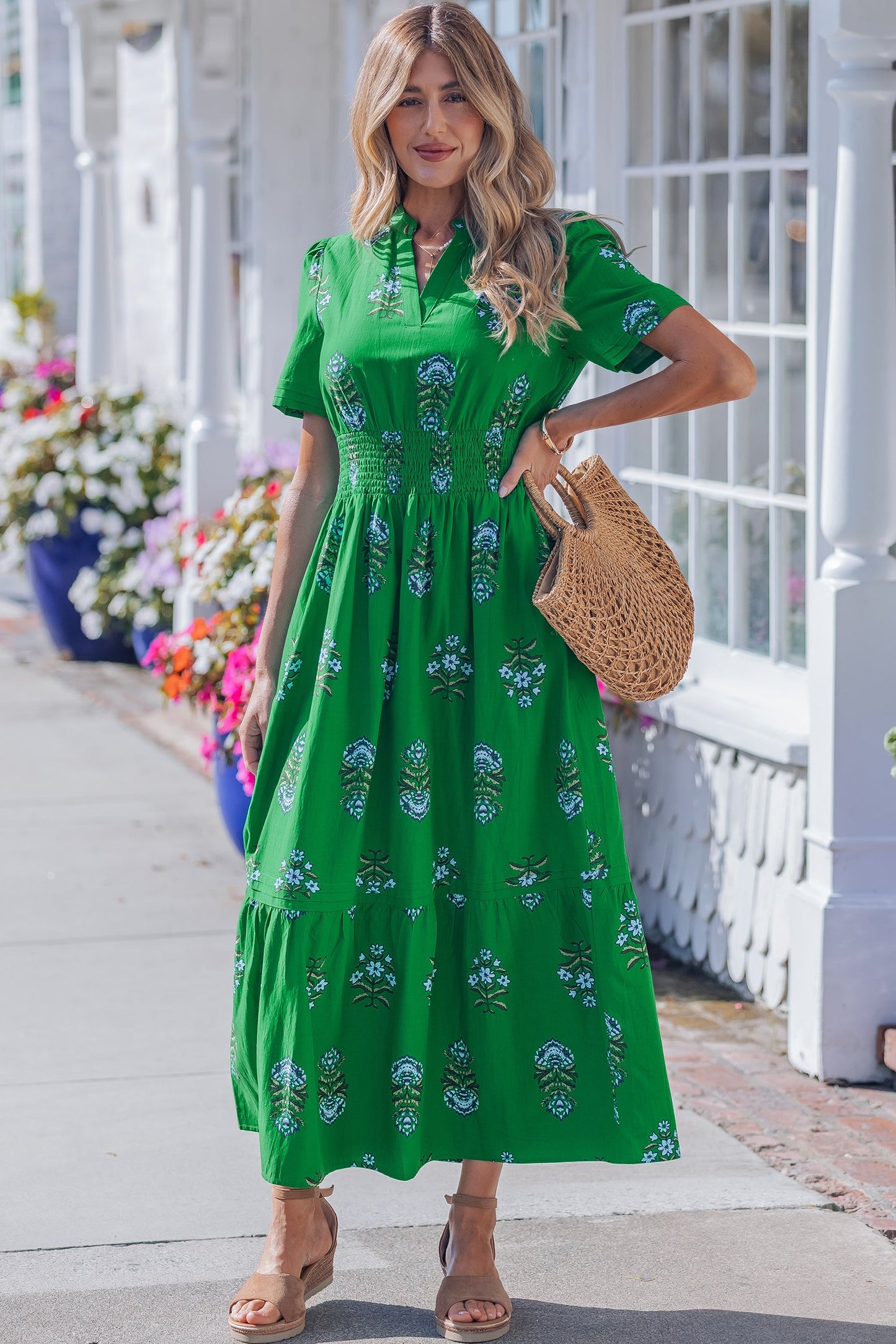 Threaded Pear Davina Ruffle Hem Maxi Dress