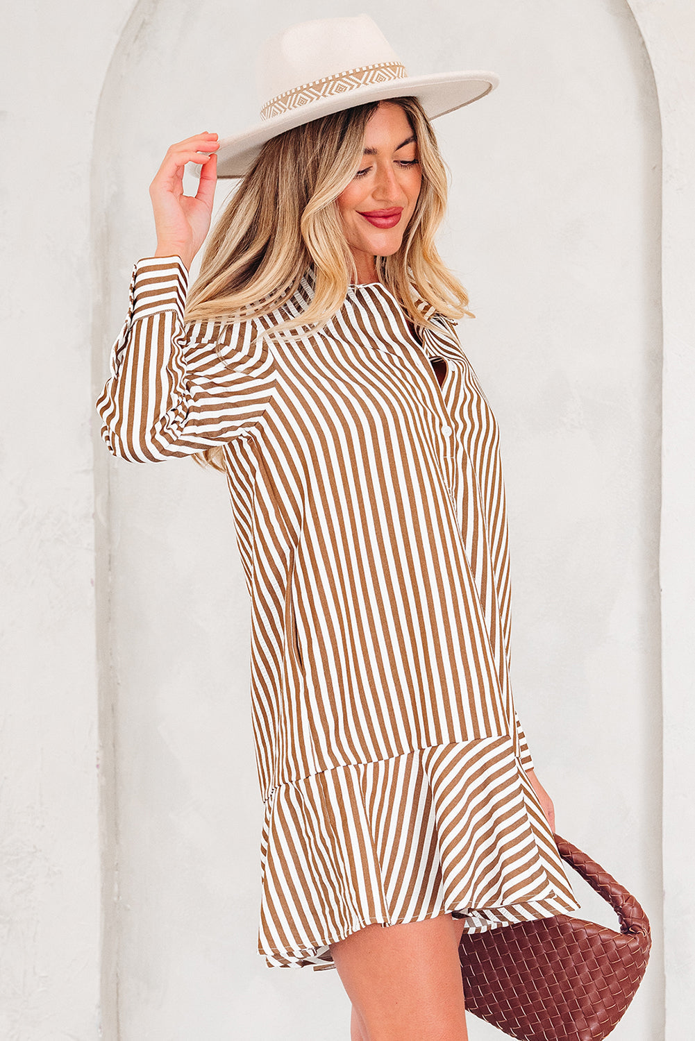 Threaded Pear Yamileth Shirt Mini Dress Long Sleeve Top