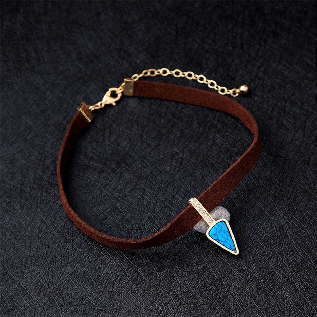 Turquoise & Cubic Zirconia Triangle Choker Necklace