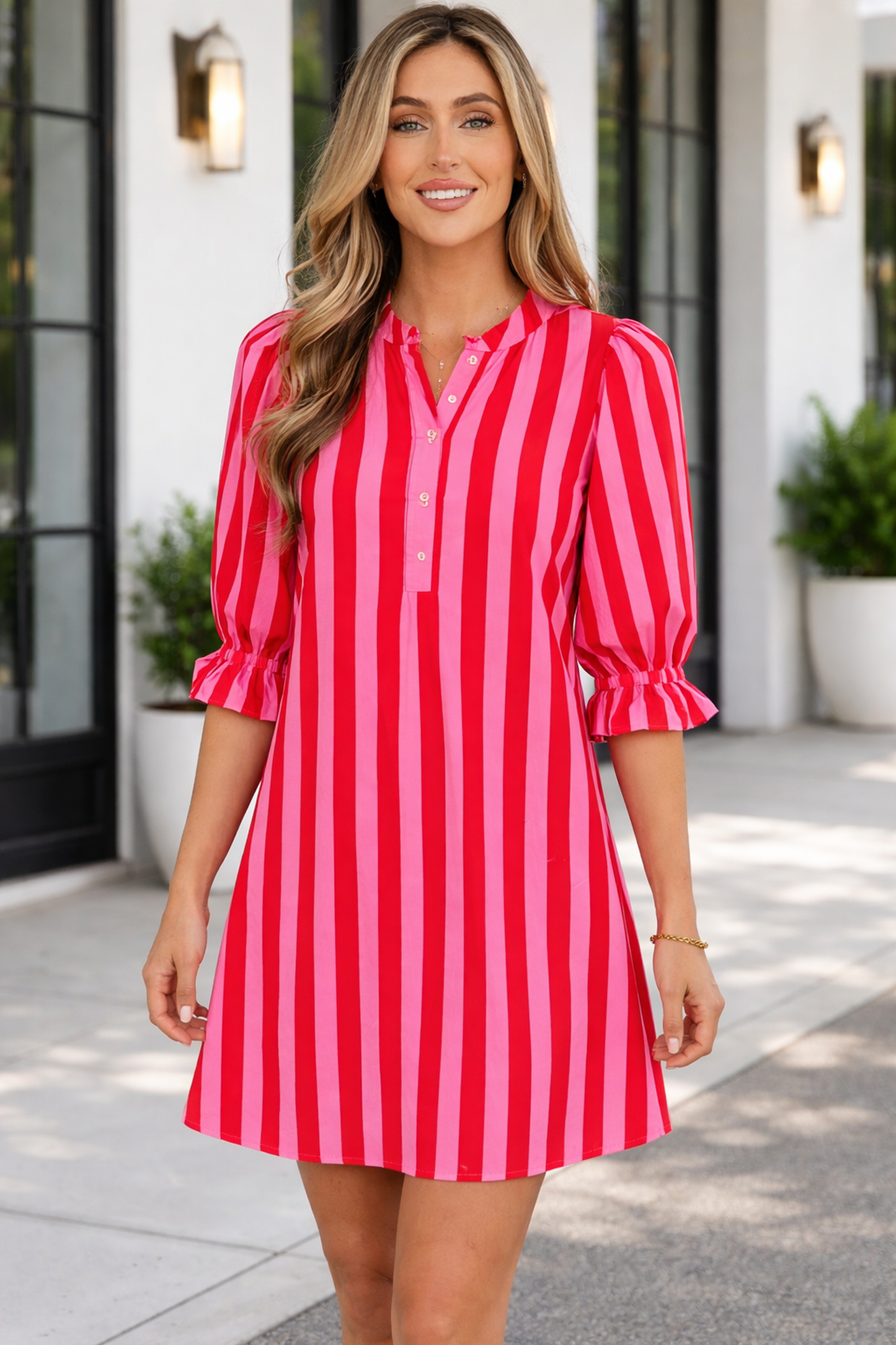Threaded Pear Rosemary Sleeve Loose Mini Dress