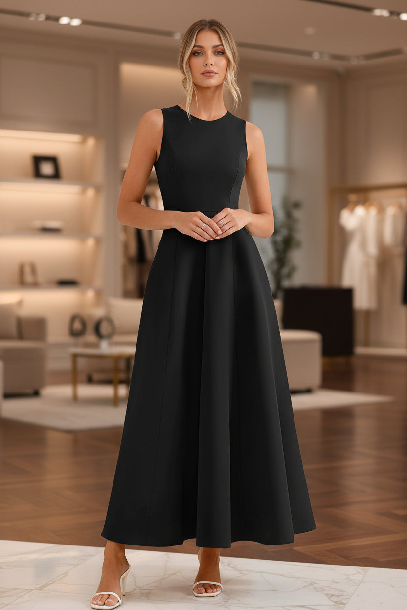 a line vest dress Women's Slim-Fit Long Vest Dress A-Line High-Waist Sleeveless Light Blue / XL