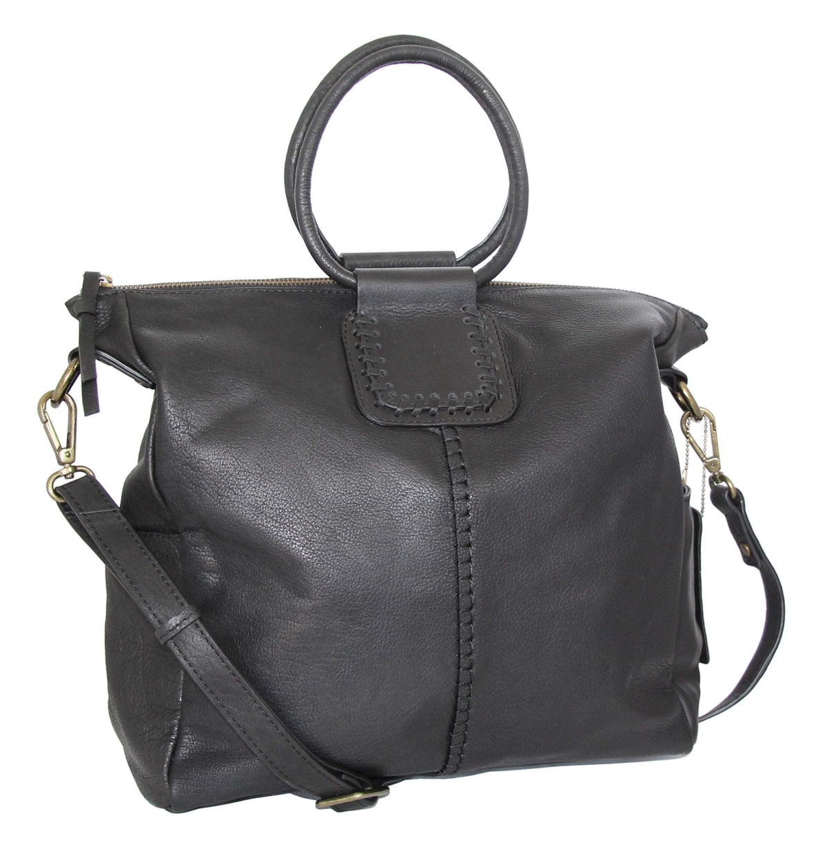 Nino Bossi Tonya's Ring Leather Tote - Black