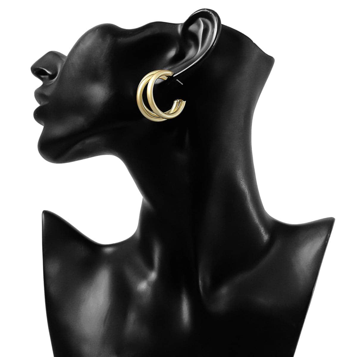 Goldtone Tri-Ring Hoop Earrings