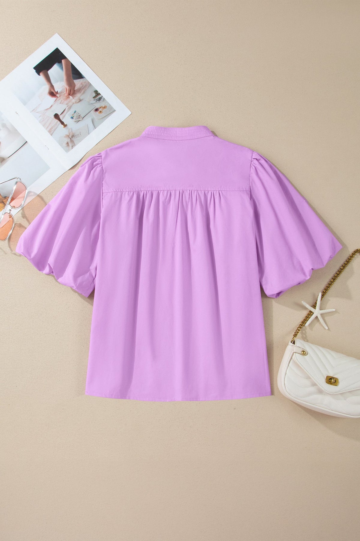 Threaded Pear Reese Puffy Half Sleeve Blouse