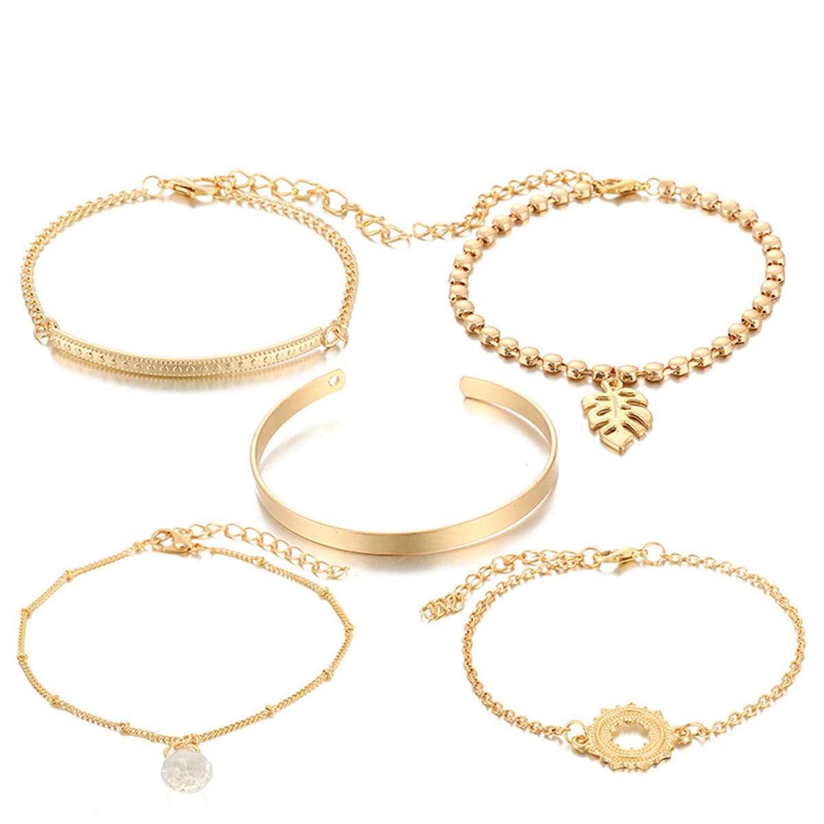 Crystal & Goldtone Station Bracelet & Cuff Set