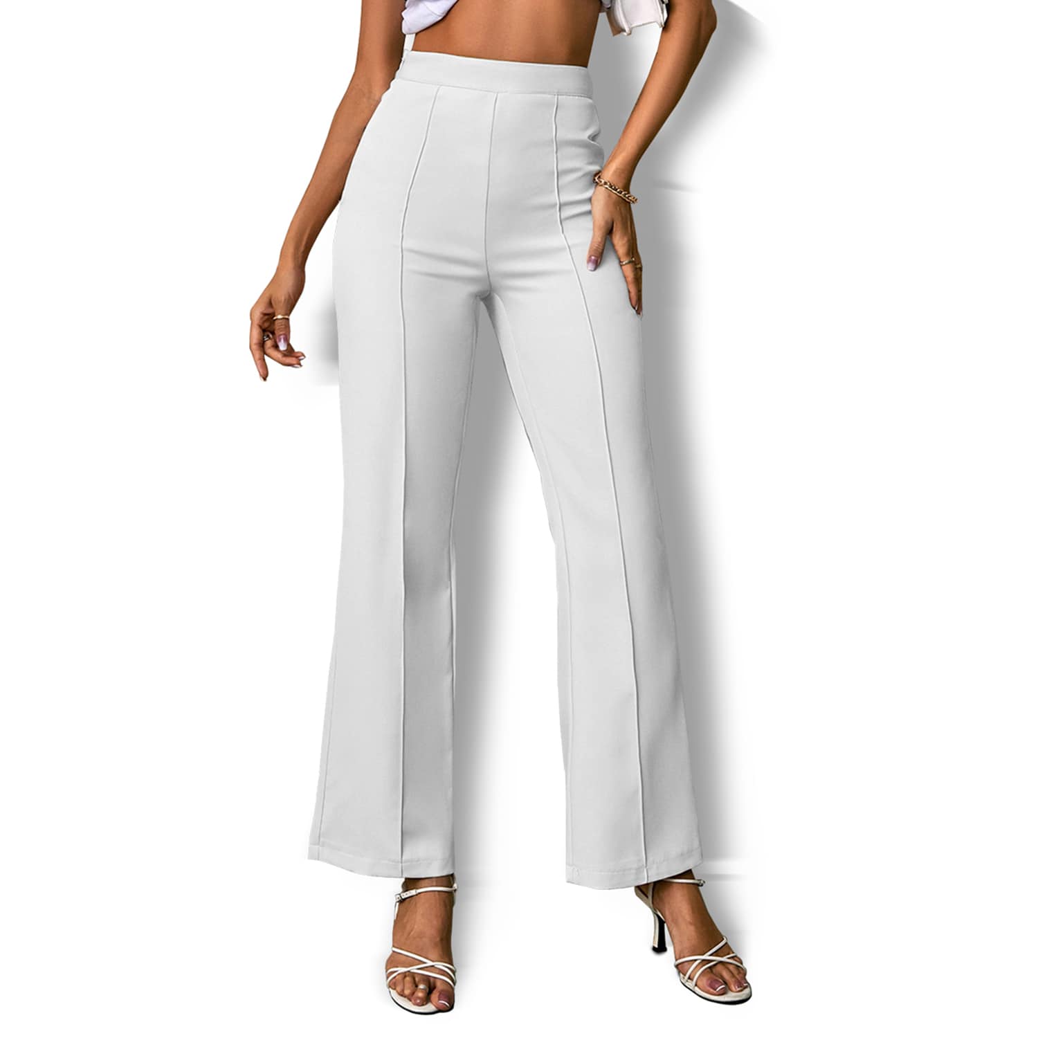 white high waisted dress pants Stylish White High Waist Pants – Perfect For Work And Parties 30 main image 1
