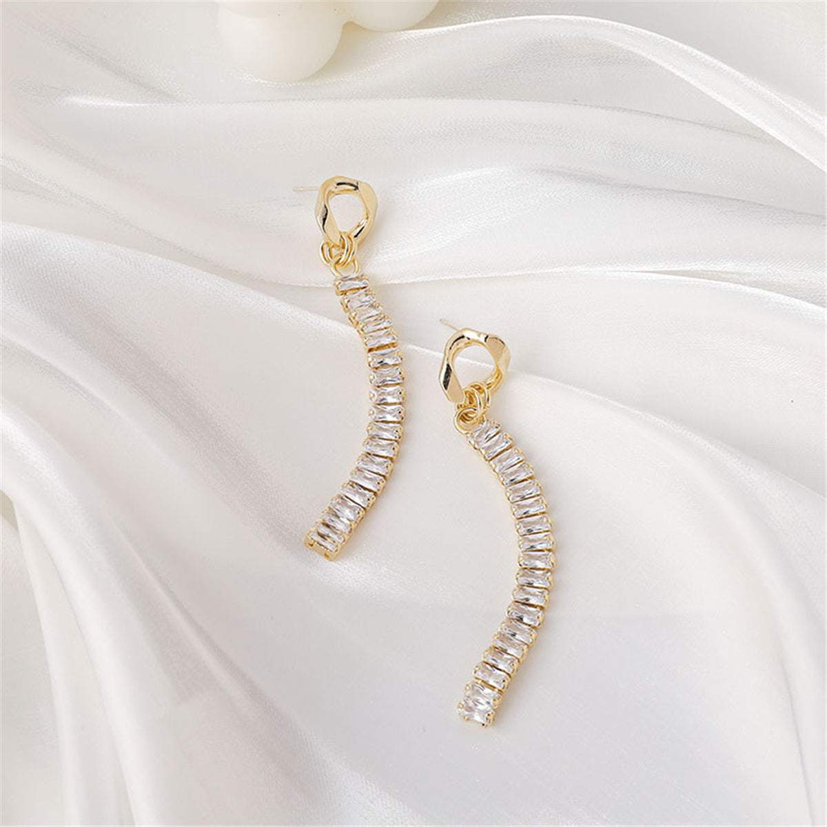 Crystal & Goldtone Baguette-Cut Drop Earrings
